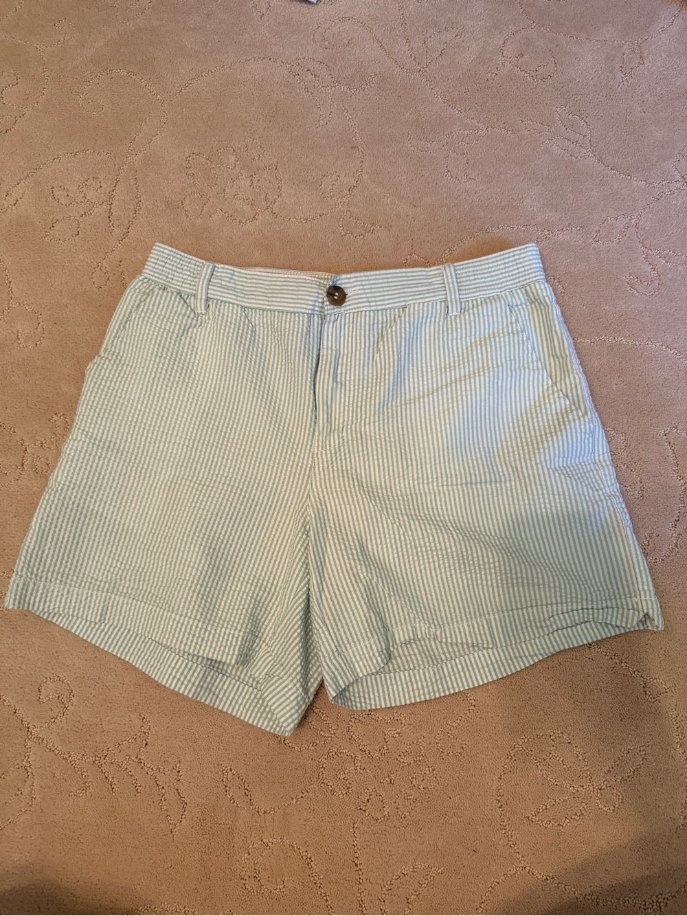 Southern Proper Men’s Seersucker Shorts Blue White Striped XL